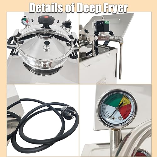 Miniatura 7 de INTSUPERMAI Freidora a presión comercial de 16L 220V 3500W Freidora eléctrica de acero inoxidable para pollo, alas y más máquina de cocción a