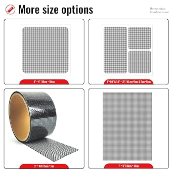 Matenf Window Screen Repair Patches, 4 x 4, 10 PCS, Gray