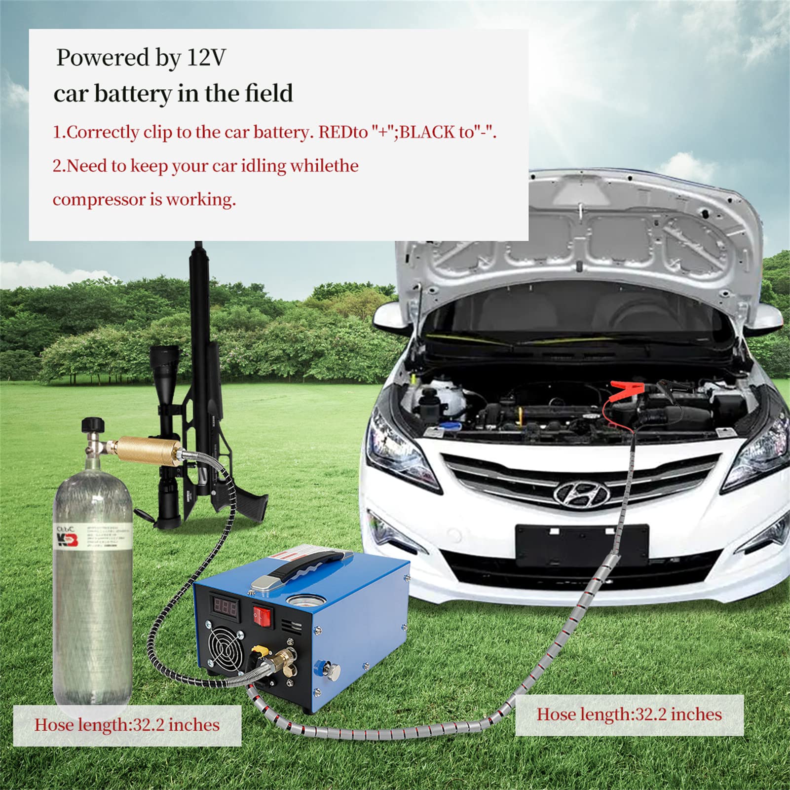 パワフル2500A＆大容量24800mAh❣12V車を簡単に一発で瞬間始動❤ Amazon | 高圧エアポンプ12Vコンプレッサー300barPcpエア