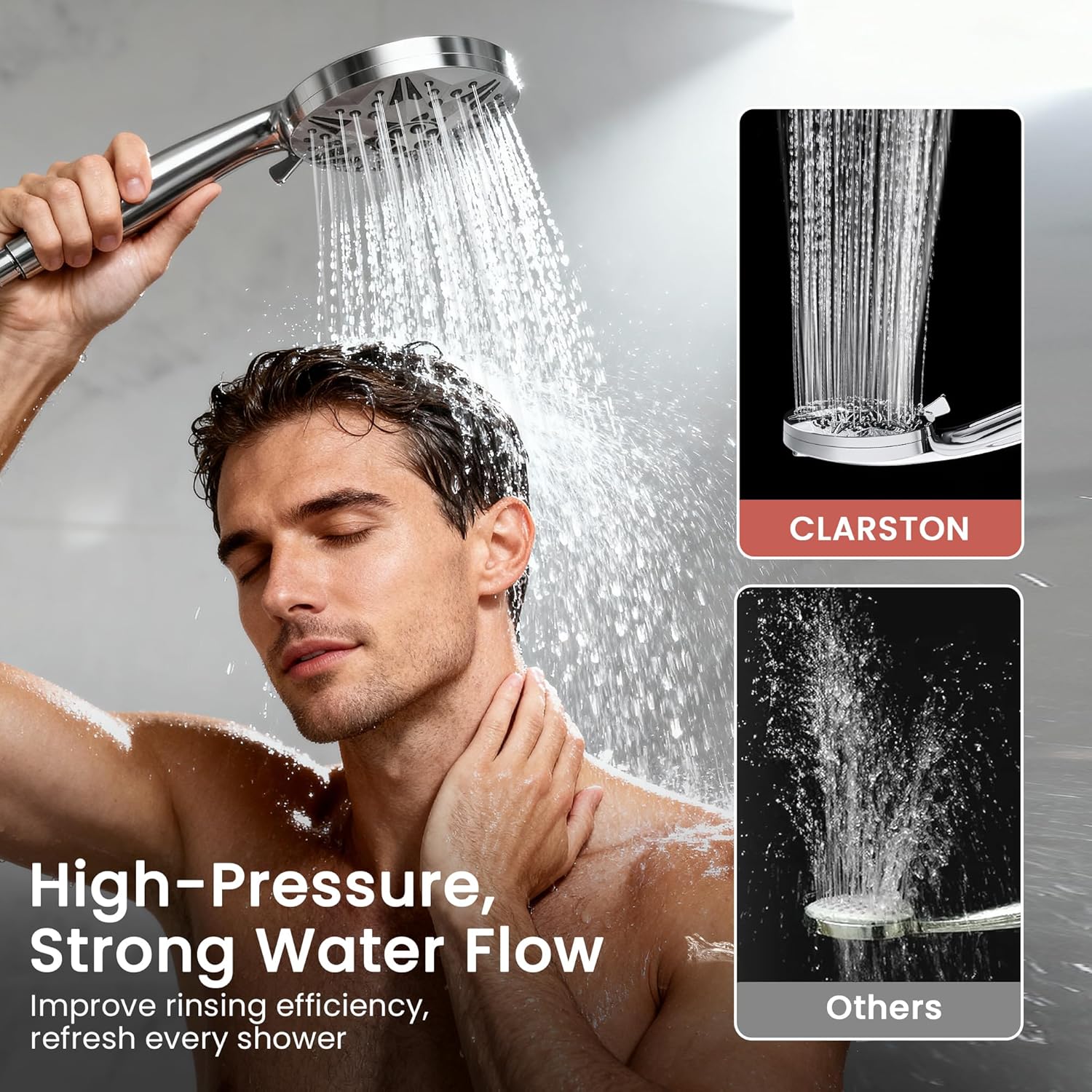 Clarston ed Shower Head with Handheld, 10 Modes High Prure