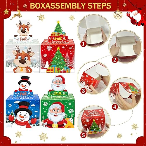 Miniatura 5 de Paquete de 4 cajas de dinero de Navidad para tirar de regalo en efectivo, árbol de Navidad, muñeco de nieve, Papá Noel y alce, cajas de regalo para