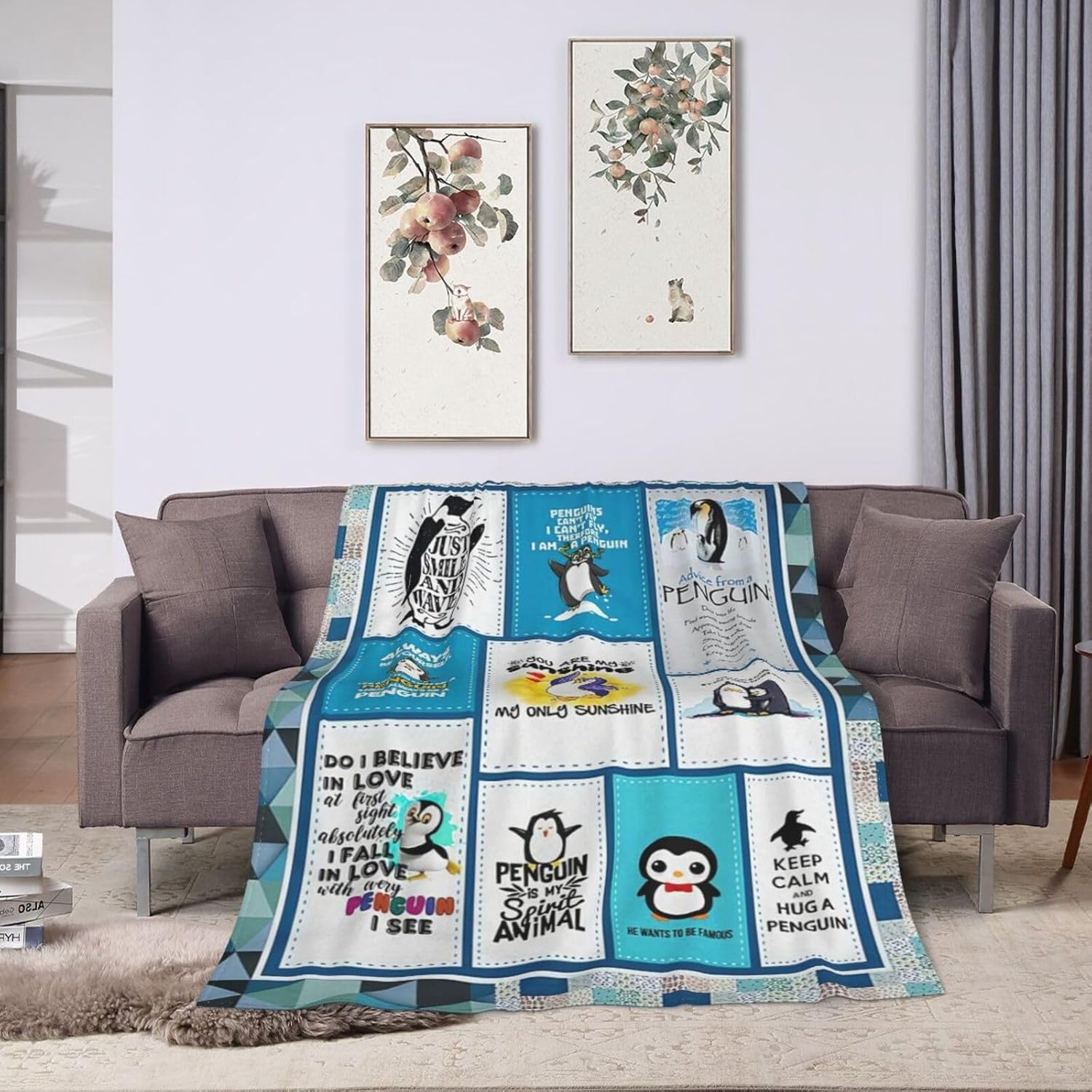 Cute Penguin Throw Blanket - Animal Decor Gifts for Girls Boys Kids - Lightweight Flannel Soft Cozy Sofa Bed Blanket for Adults Women Lover 40"X50" - Image 4