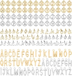 156Pcs/6 Sets Silver Gold Alphabet Letter Charms 3 Styles ABC Letter Charms Mini A-Z Metal Letters Charm Antique Silver Letters Jewelery Charm for Bracelet Jewelry Making Necklace Pendant