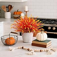 Vista 8 de Plantas artificiales y flores falsas para exteriores, decoración de otoño, 12 paquetes de hojas de otoño, flores de lavanda falsas para decoración