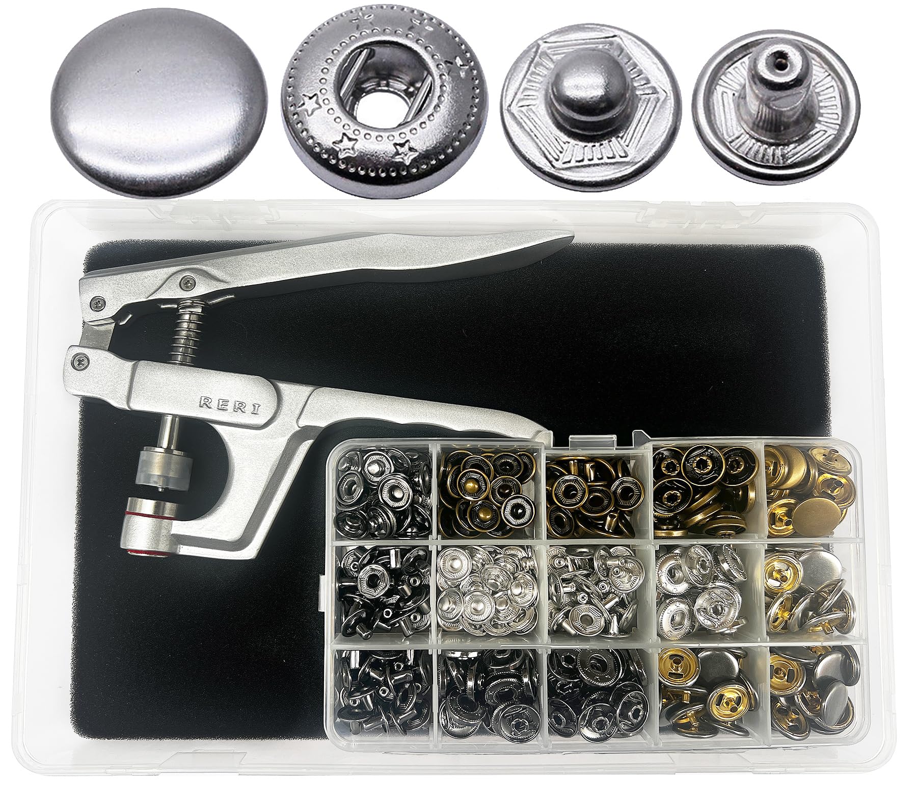 RERI 80 set Druckknöpfe mit Zange Metal Druckknopf Set mit Zange15mm für DIY Basteln Stoff, Kleidung Taschen