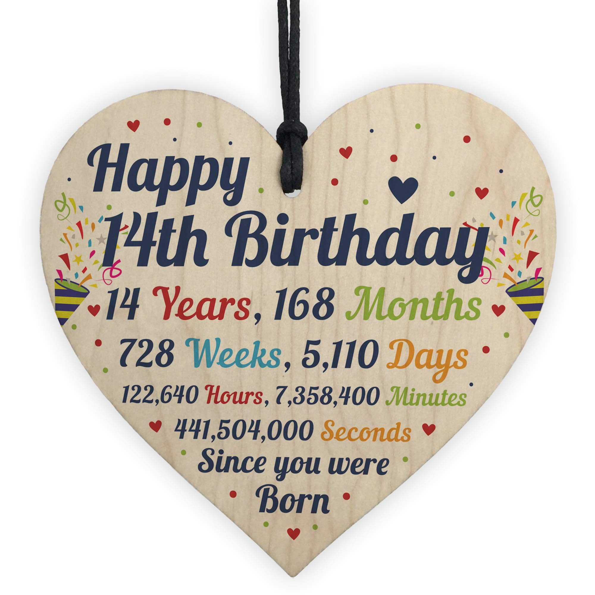 Red Ocean Boys 14Th Birthday Gift For Wooden Heart 14Th Birthday Gift For Girls 14Th Birthday Decorations