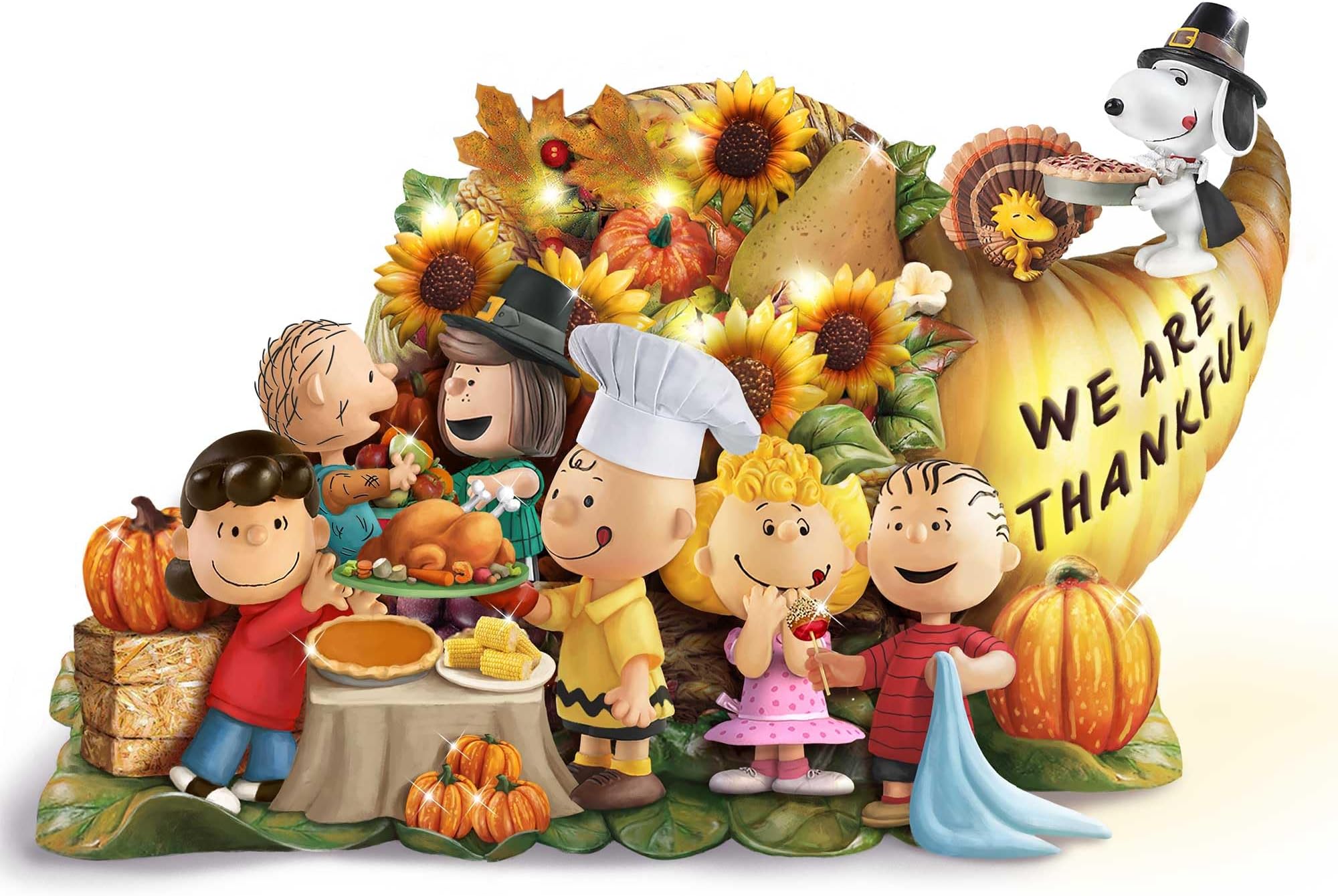 Peanuts Give Thanks Illuminated Cornucopia Sculpture