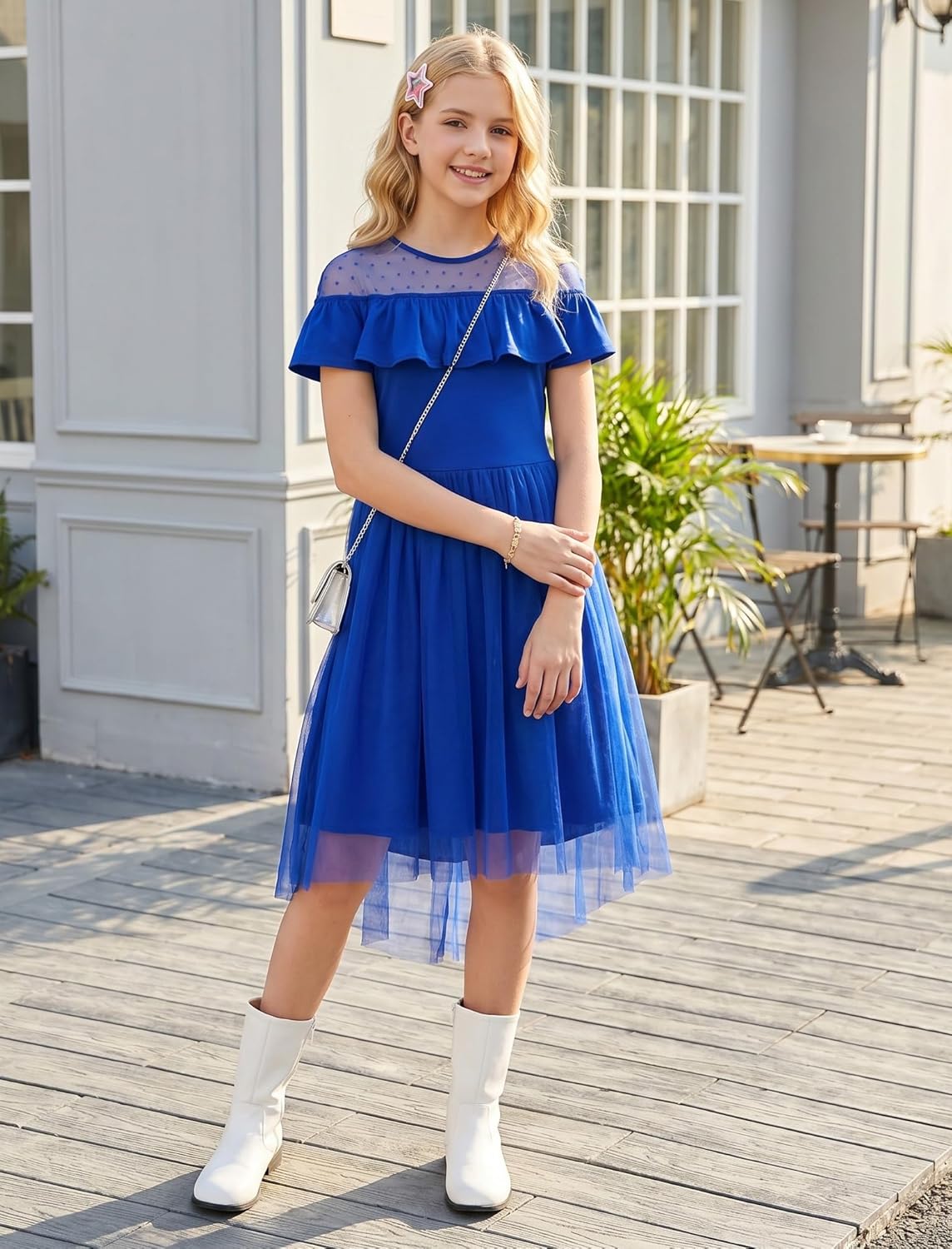 GRACE KARIN Girls Wedding Party Formal Dress Junior Bridemaid Dresses for Teens Tulle High Low Dress Size 7-14
