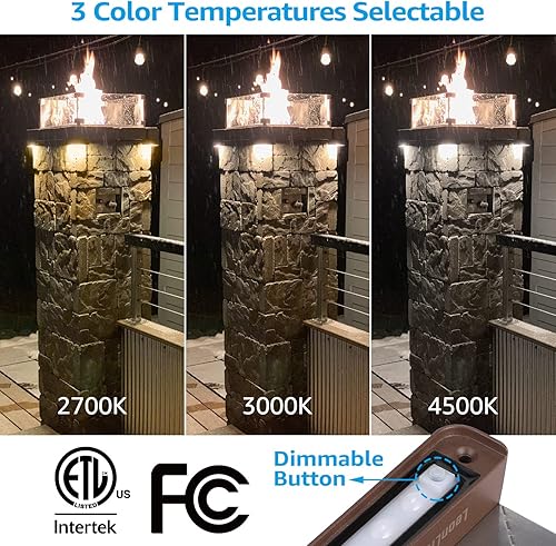 Miniatura 3 de LEONLITE Paquete de 8 luces LED de paisaje duro de 3CCT, 2700 K/3000 K/4500 K seleccionables, luces de esquina de bajo voltaje, luces de pared de
