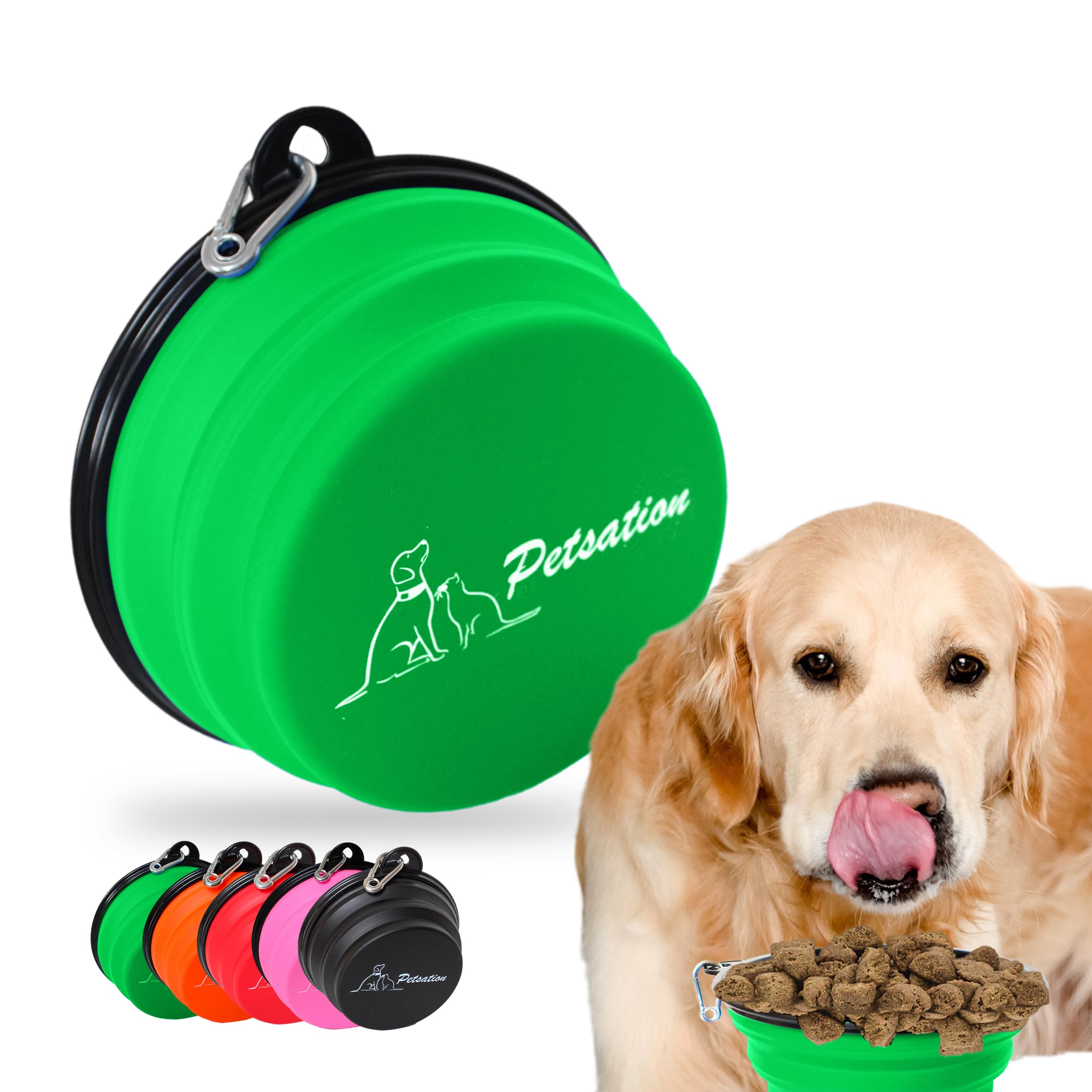 Collapsible Dog Bowl [The Original] Travel Bowl, Dog Feeder and Water - 1000ml Drinker - Ideal for Travel, Walks - Lightweight, Compact (Green, 1500ml)