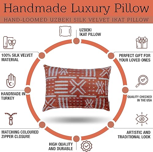 Miniatura 5 de CANVELLO Almohada decorativa hecha a mano con relleno de plumón diseño geométrico color cobre funda de cojín de seda de terciopelo suave para sala