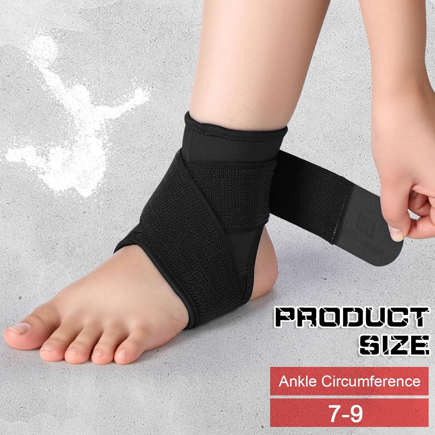 Honoson 2 Pcs Ankle Brace Kids Ankle Support for Sport Sprained Neoprene Breathable Compression Sleeve with Adjustable Wrap for Youth Child Boy Girl Plantar Fasciitis Achilles Tendonitis(Black,L)