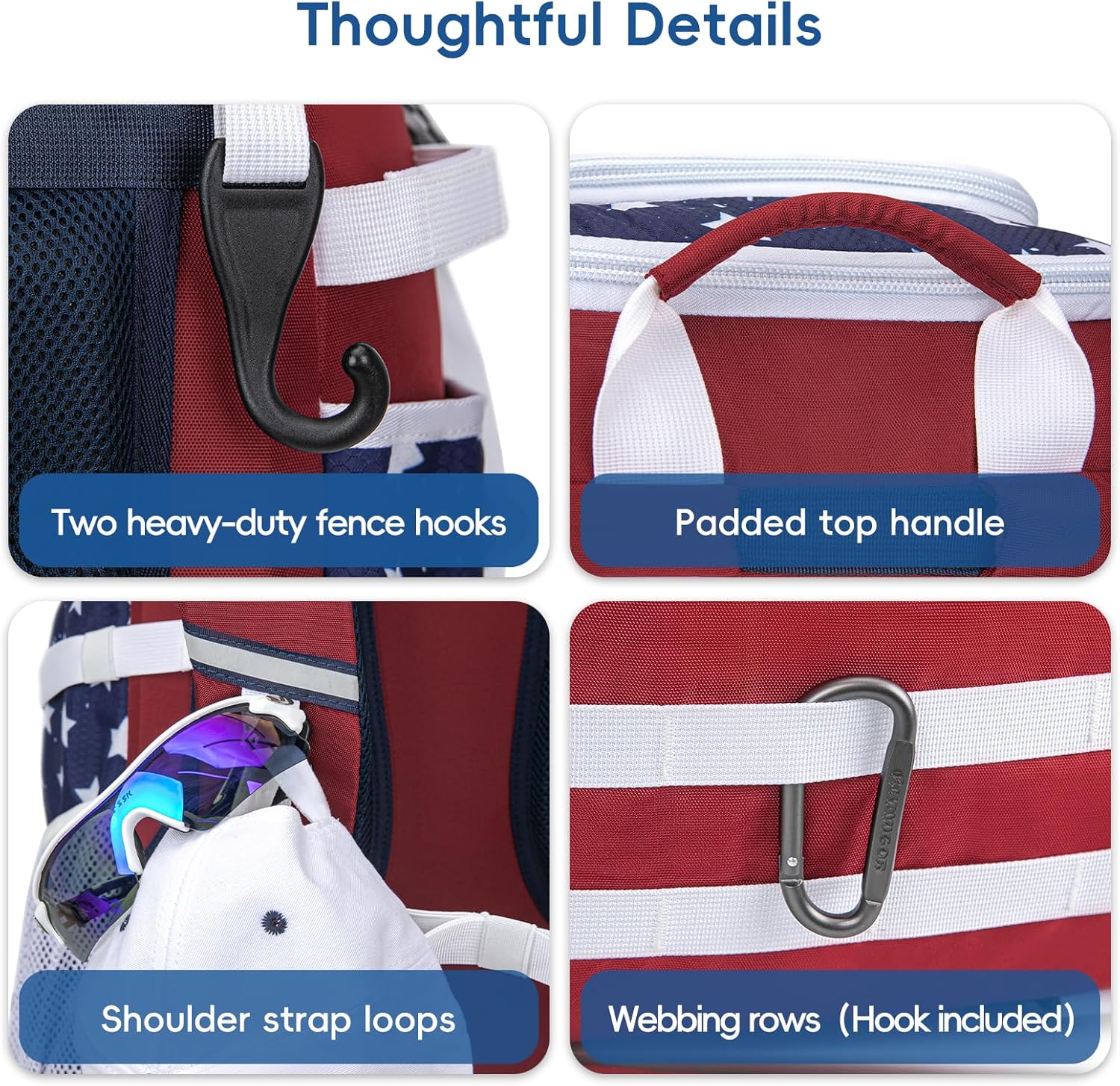 Catchers Gear Bag, 80L Baseball/Softball Backpack Holds 2 Sets of Gear with Shoe Compartment, Helmet Holder & Cooler Pocket - Image 8