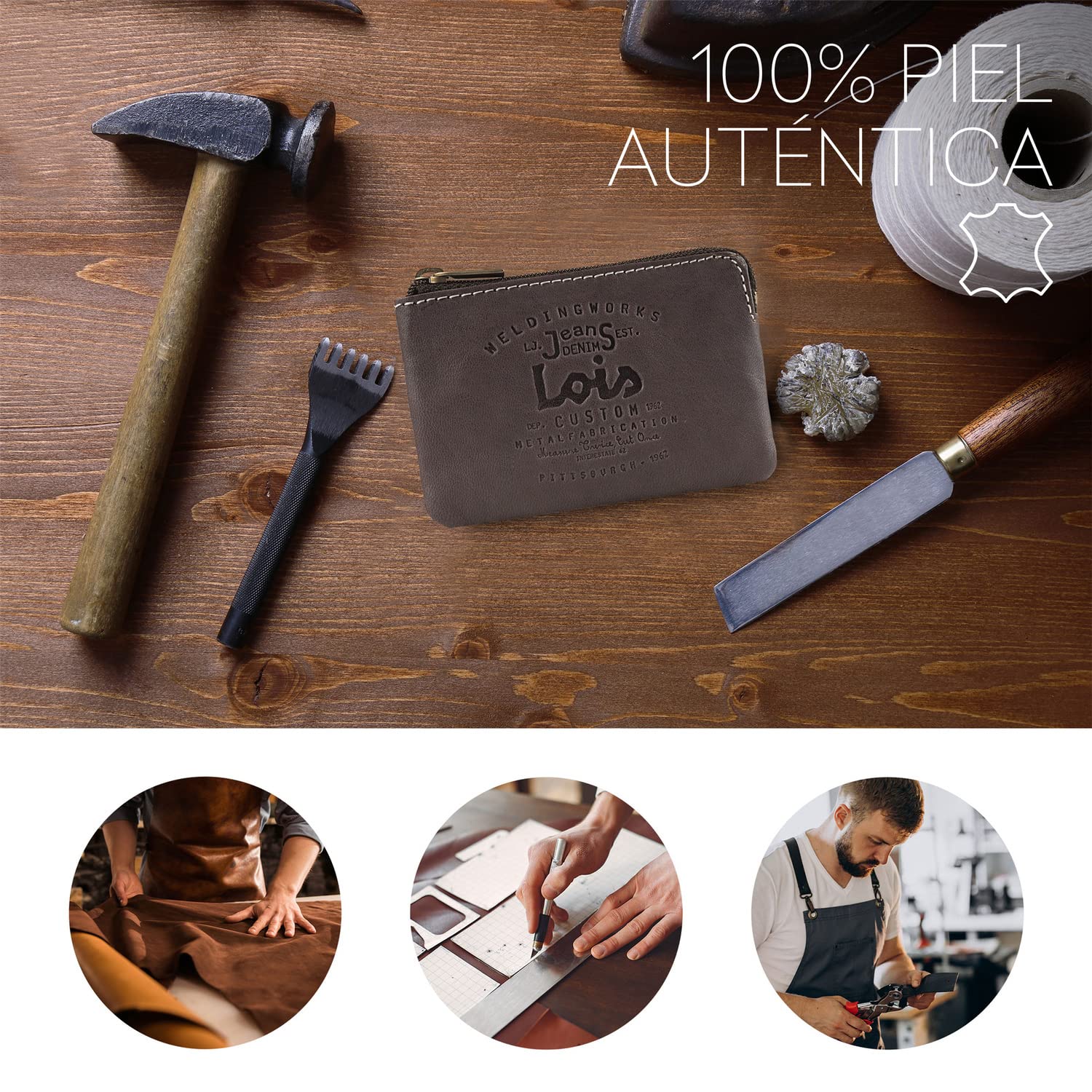Lois - Porte-Monnaie Homme, Porte-Monnaie Homme Cuir Compact RFID pour Usage Quotidien, Petit Porte-Monnaie en Cuir Au Design Fonctionnel pour Pièces Et Essentiels