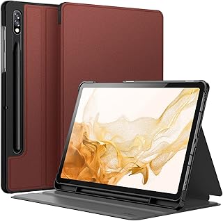 JETech Case for Samsung Galaxy Tab S8 2022/S7 2020 11-Inch with S Pen Holder, Slim Folio Stand Protective Tablet Cover, Multi-Angle Viewing (Wine)