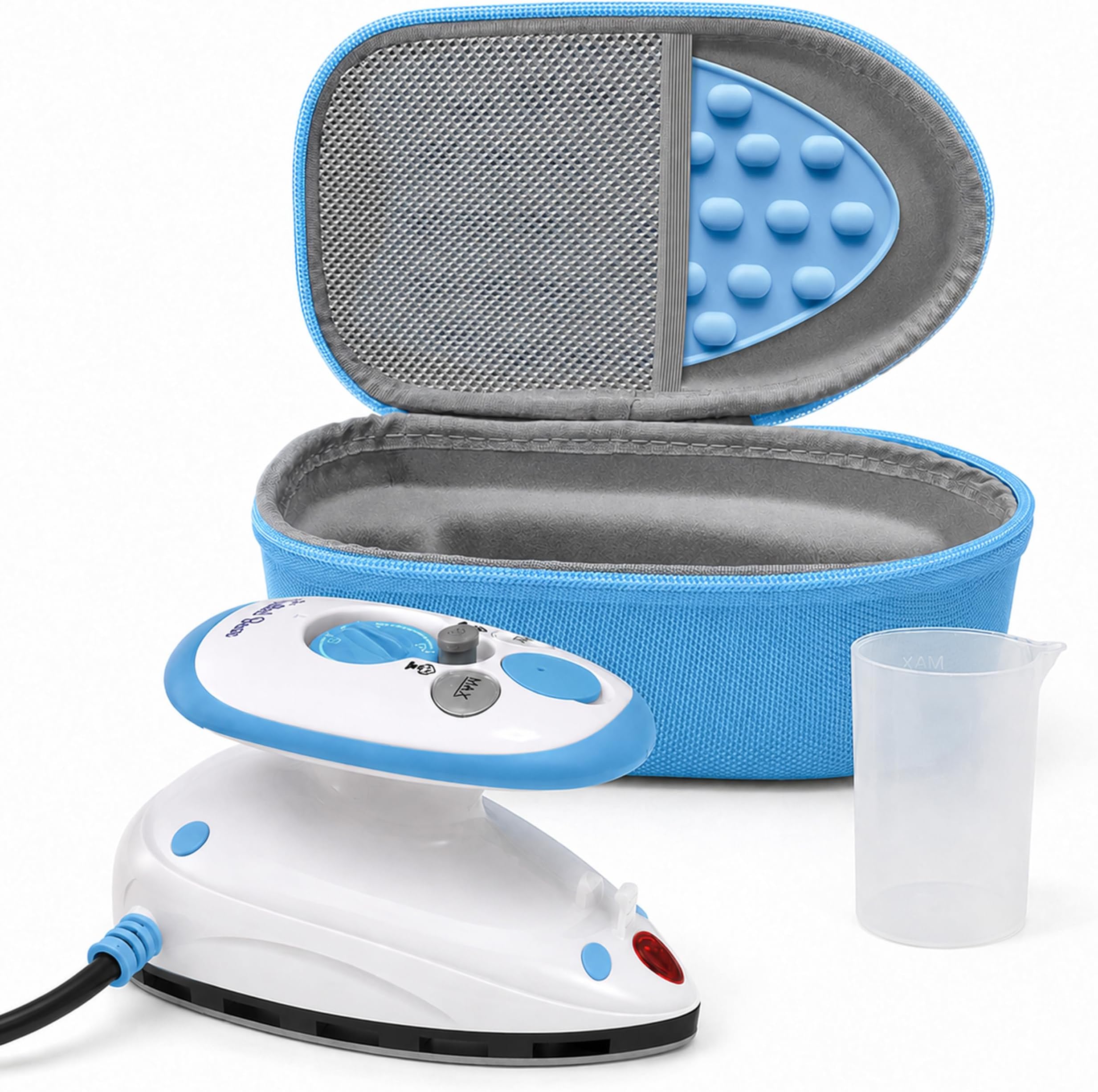 The Quilted Bear Premium Mini Steam Iron - Lightweight Mini Travel Iron for Effortless Quilting & Wrinkle-Free Clothes with Carry Case & Iron Rest Set - Travel Steamer for Clothes & Crafts (Pink)
