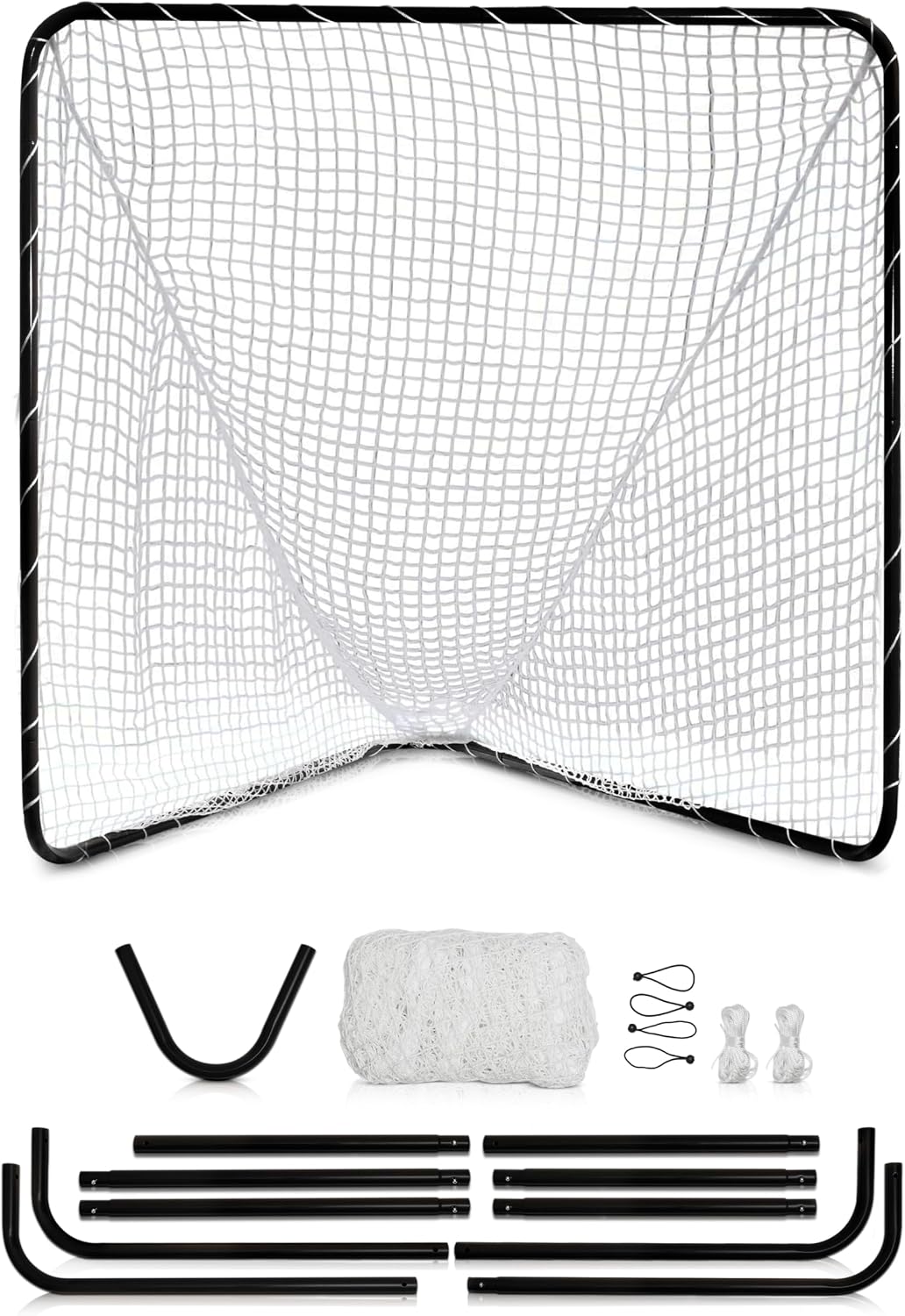 Velocity Official Size 6x6x7' Backyard Lacrosse Practice and Training Goal, Includes 4MM Lacrosse Net, for Youth, Kids, and Adults