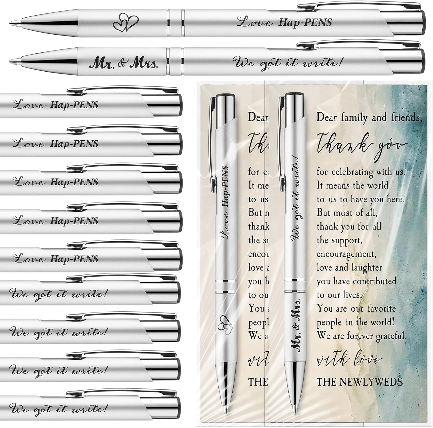 50 Set Wedding Pens Beach Wedding Favors with Thank You Cards