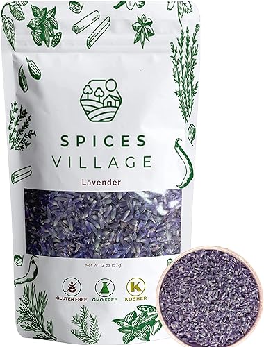 SPICES VILLAGE Lavanda, cogollos de lavanda seca, 2 onzas, té de hierbas, popurrí, confeti de boda, almohada, Kosher, sin gluten, vegano, sin OMG,