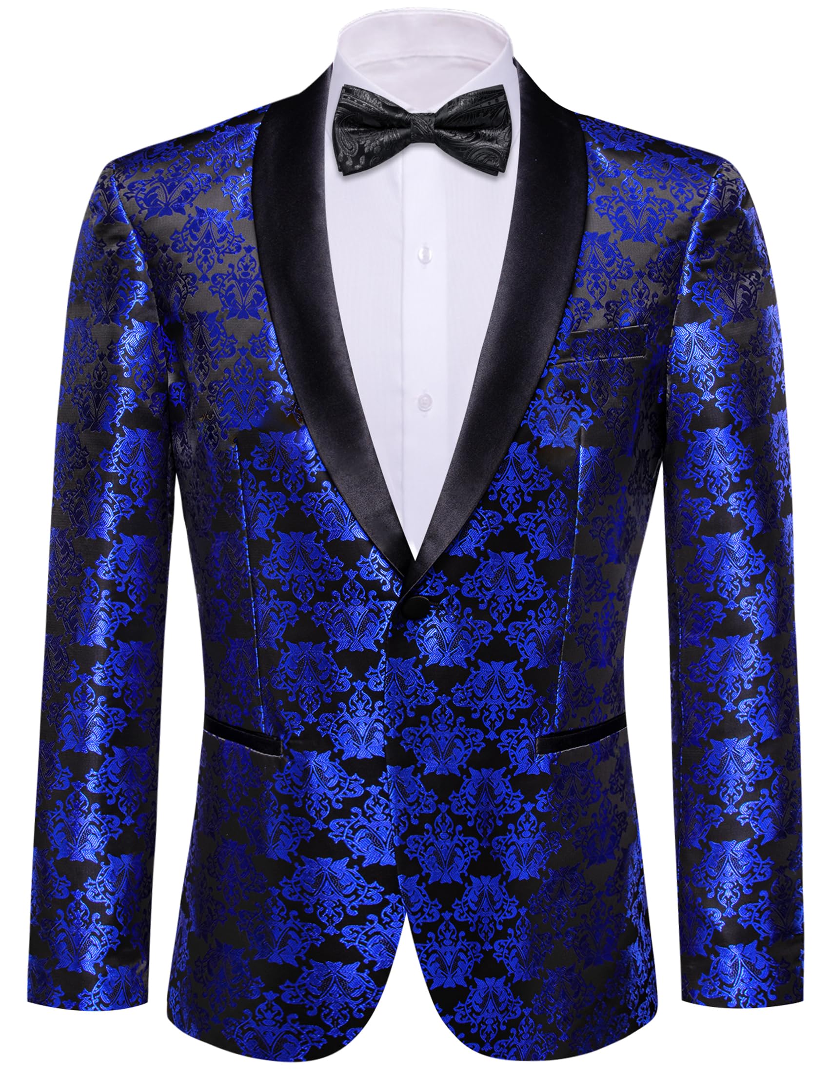 Barry.Wang Mens Floral Blazer Suit Jacket Notched Lapel Casual Sport Coat