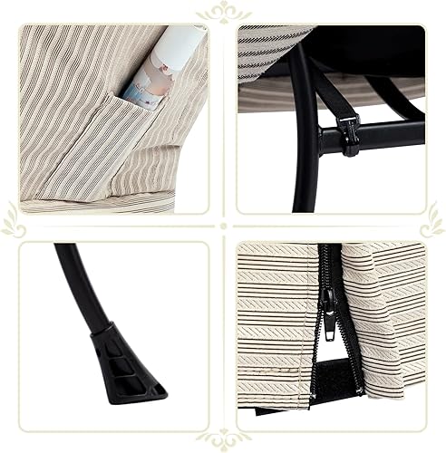 Miniatura 7 de HollyHOME - Silla perezosa de tela con otomana plegable, cómoda silla de descanso y reposapiés plegable, sofá de ocio silla de lectura y reposapiés,