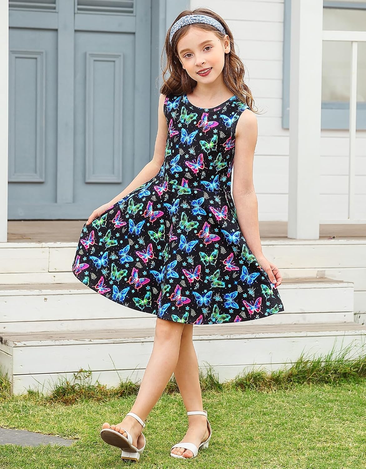 ALISISTER Girls Dresses Sleeveless Casual Kids Summer Sundress 4-11 Years - Image 5