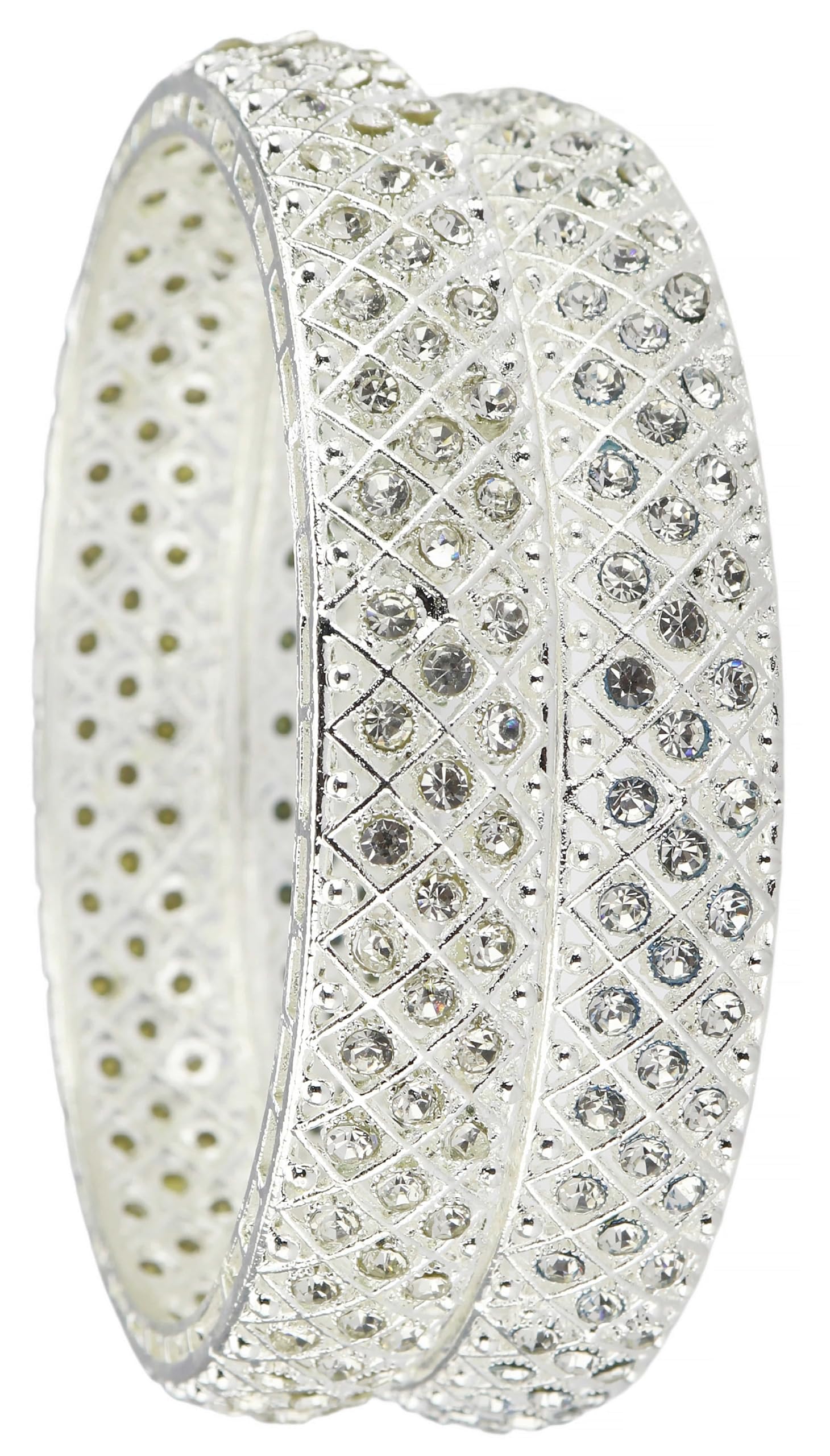 Premium Metal Bangles Kada Set For Women & Girls with Zircon Diamond Stone | Designer Women's Bangles Kada | Trendy Bangles Bracelet | Stylish Bangles- Set of 2-image-41