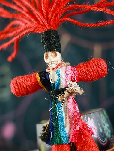 Vista 2 de Nosadi Muñeca vudú hecha a mano, cuerda de cáñamo real, envuelta en calavera, brujas de terror, regalos para Halloween, cumpleaños, Navidad, fiesta
