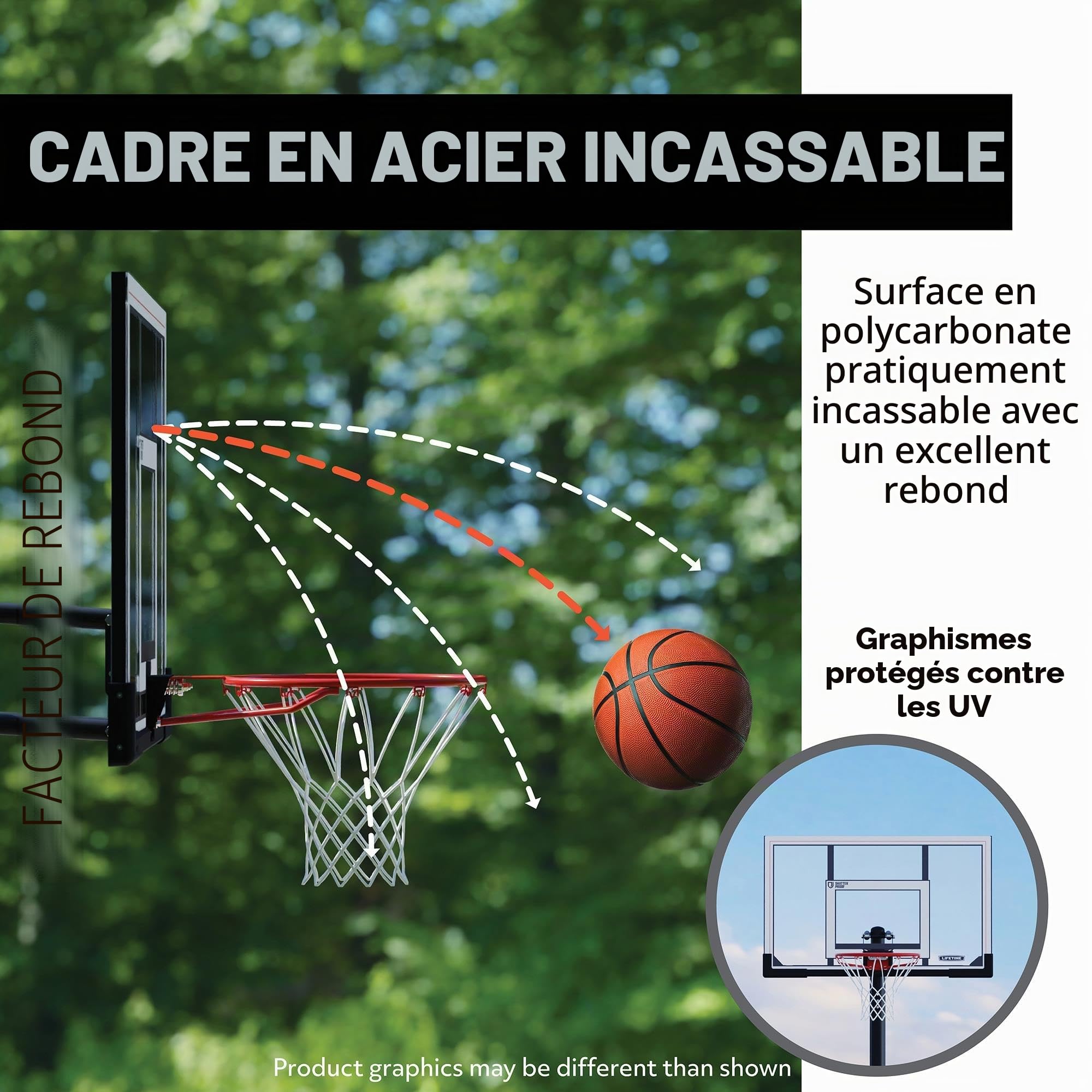 Lifetime - Panier de Basketball sur Pied avec Base Board-121.9 cm Ajustable