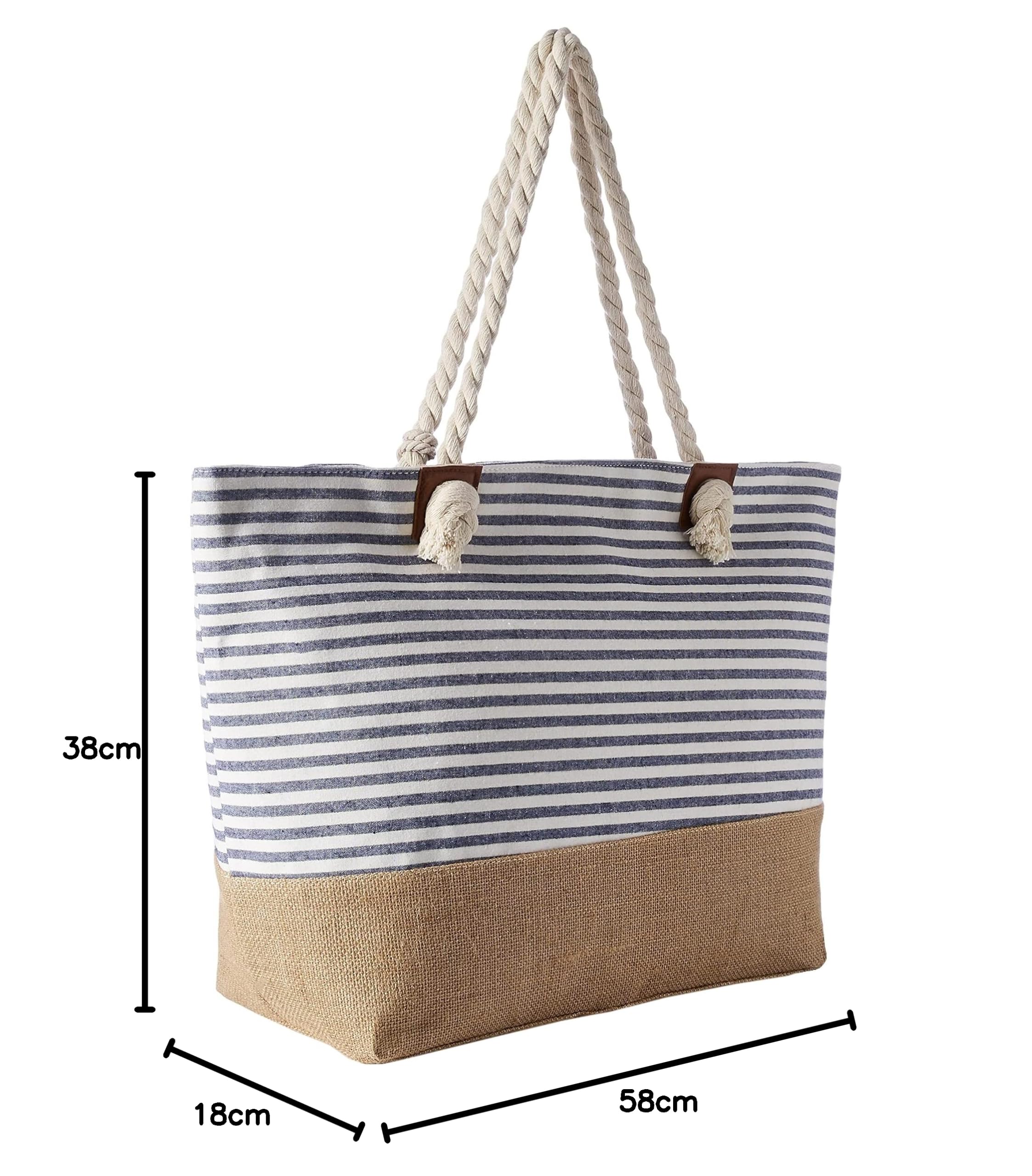DonDon Strandtasche mit Reißverschluss, Große Strandtasche XXL, Shopper Tasche Damen - Praktische Beach bag Umhängetasche Damen Badetasche für Strand und Meer