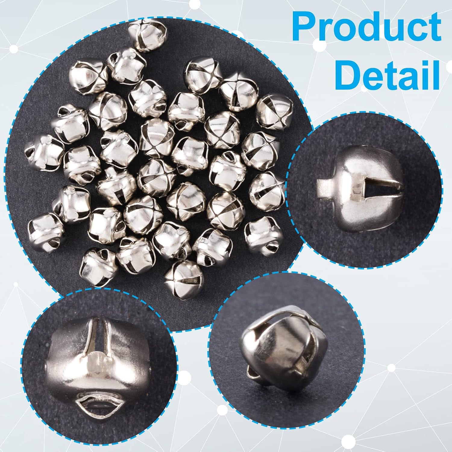 OIIKI Small Jingle Bells for Crafts 400pcs, Metal Gold Silver Mini Jingle Bells Tiny Craft Bells for DIY Bracelet Anklets Necklace Knitting Jewelry Making Christmas Decoration