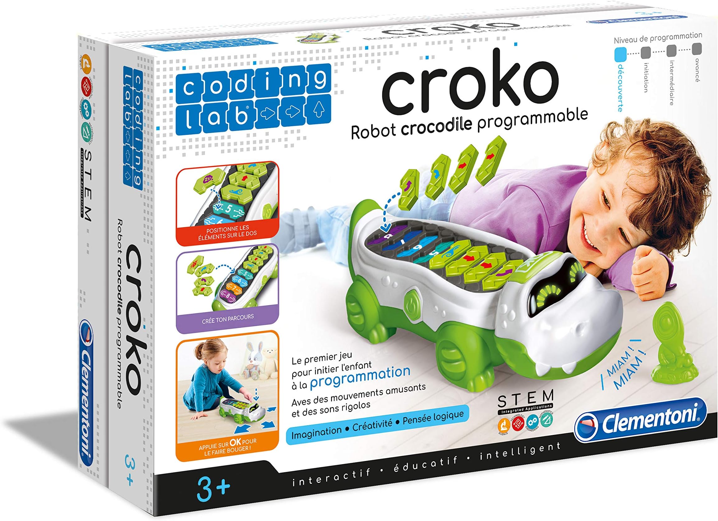 Clementoni52384 Coding Lab Coko Programmable Crocodile Robot, Multicolored