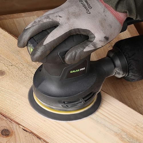Vista 8 de GALAX PRO Lijadora orbital de 280 W 13000OPM de 6 velocidades variables con 15 discos de lijado, lijadora eléctrica de 5 pulgadas con colector