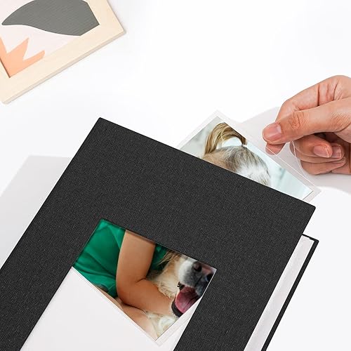 Miniatura 16 de Vienrose Álbum de fotos pequeño de 4 x 6 pulgadas, paquete de 2 mini libros de fotos con cubierta de lino, 26 páginas con capacidad para 52 Negro