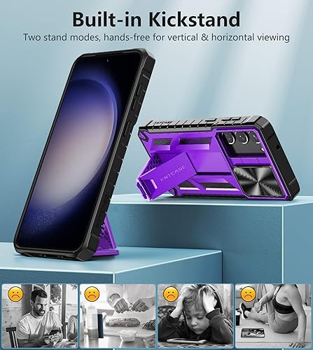 Miniatura 5 de FNTCASE Funda para Samsung Galaxy S23-Plus funda protectora de grado militar a prueba de golpes con soporte y carcasa de TPU resistente con textura