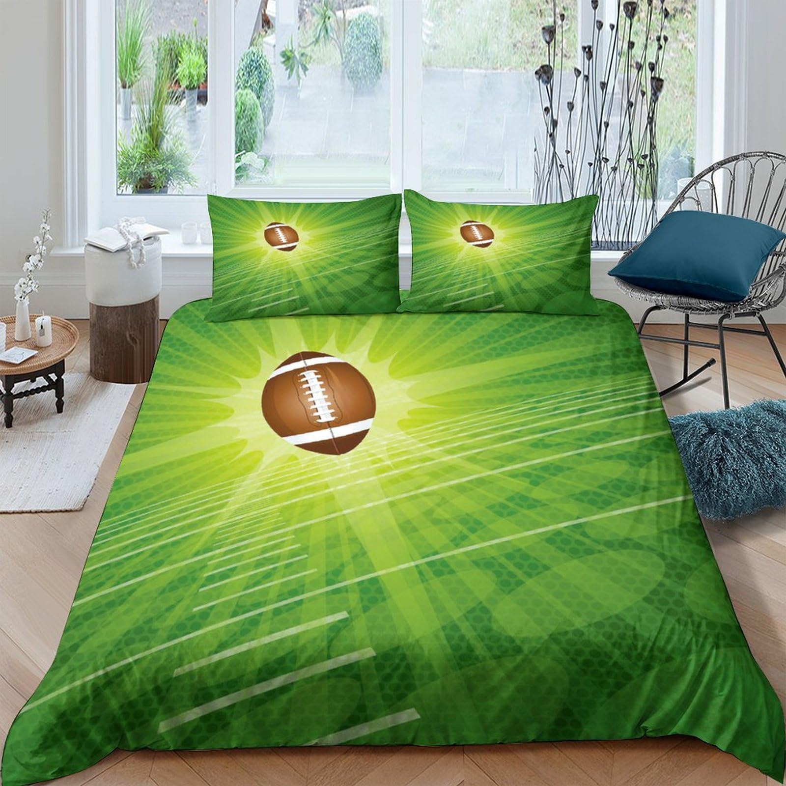 Ctjqhvkz Style-6 3D Printed Grass Field Fitted Sheet Microfiber Soft Breathable Football Bed Cover For Bedroom Dorm Mattress Decor Single（135X200cm）