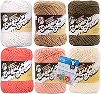 Vista 5 de Lily Sugar'n Cream Paquete de 6 estambres de algodón 100% con marcadores de puntada Bella's Crafts (Blue Mix 2)