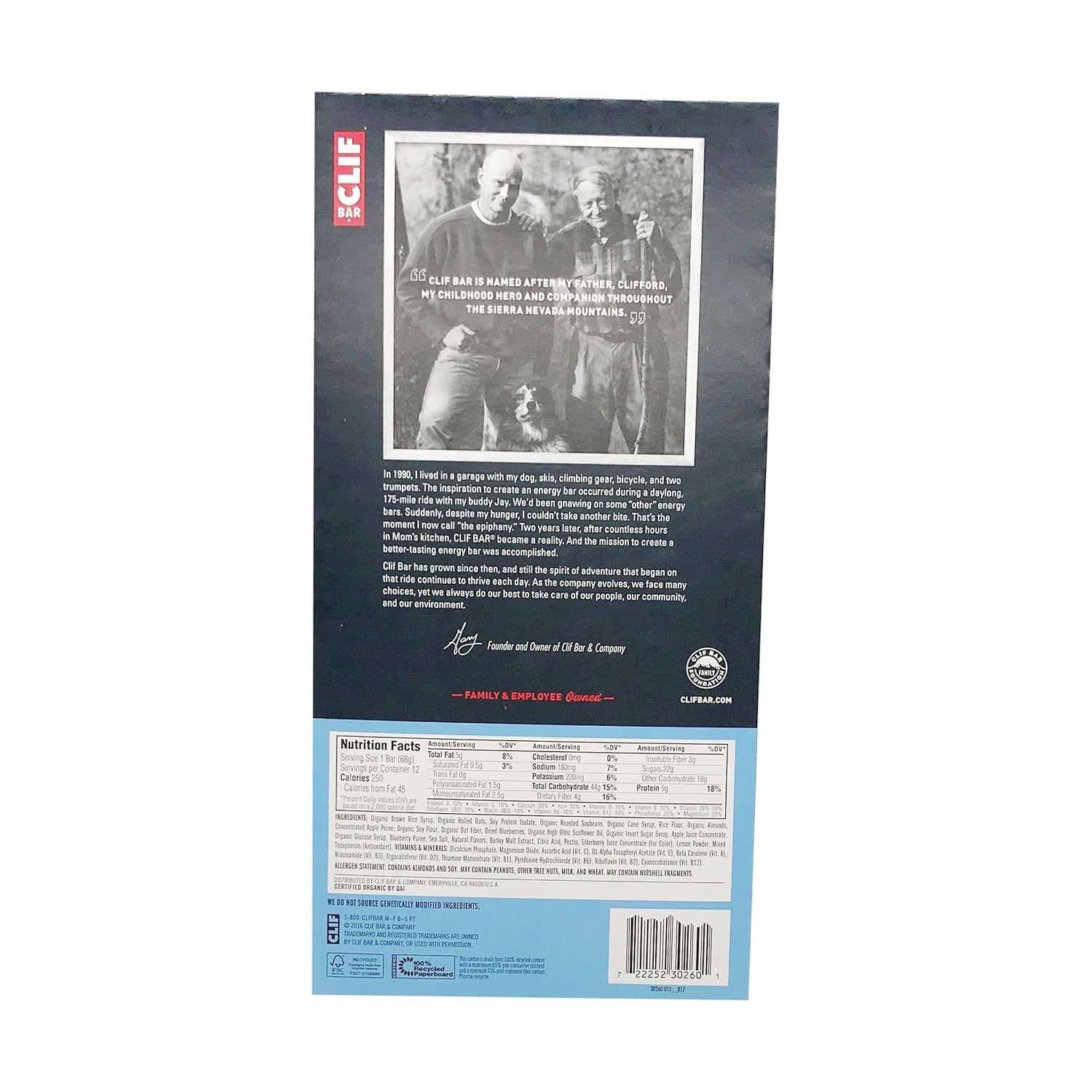 Clif Bar - Organic Blueberry Crisp - Case of 12-2.4 oz