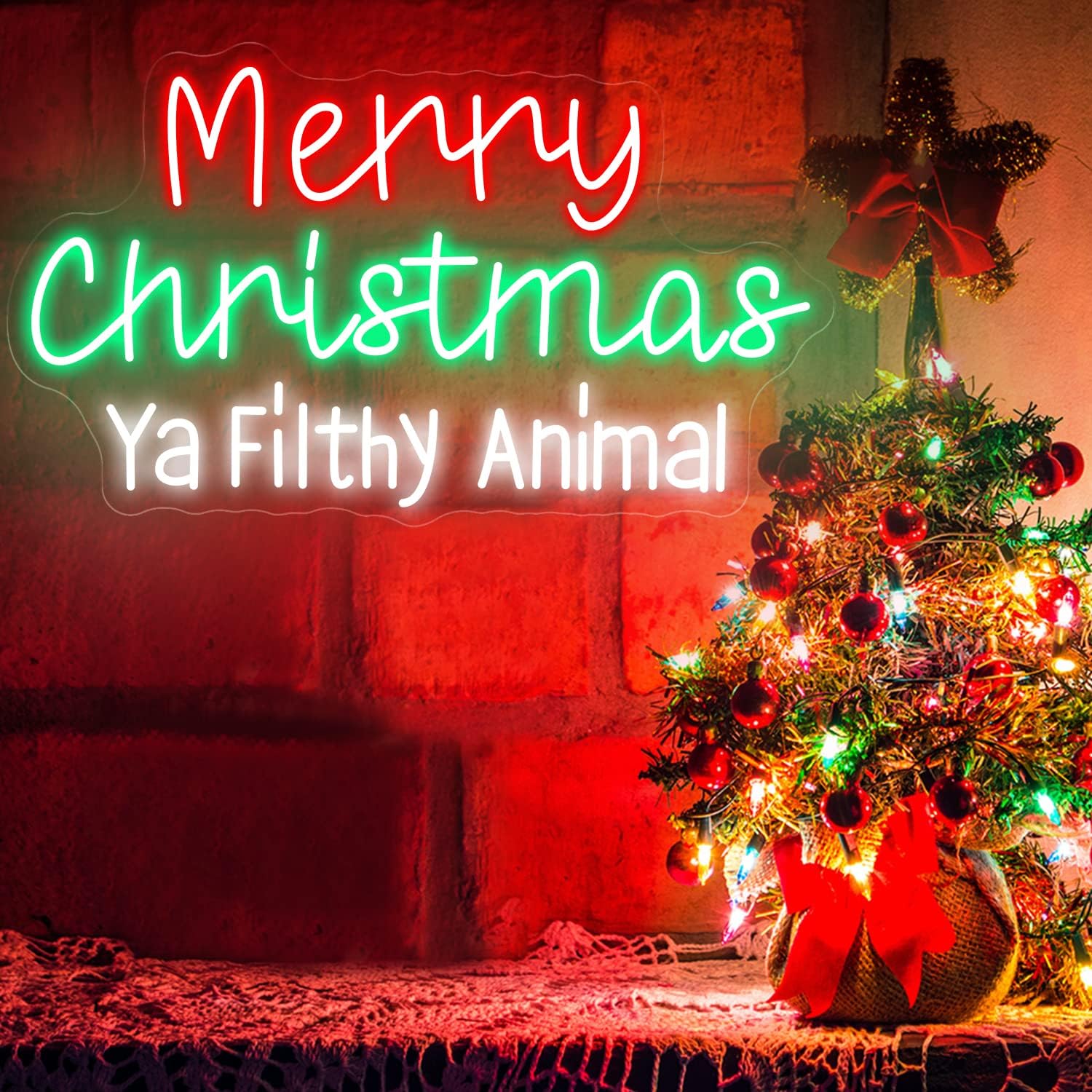 Merry Christmas Neon Sign for Christmas Decoration Large LED Neon Light Signs 23.6x13.8"