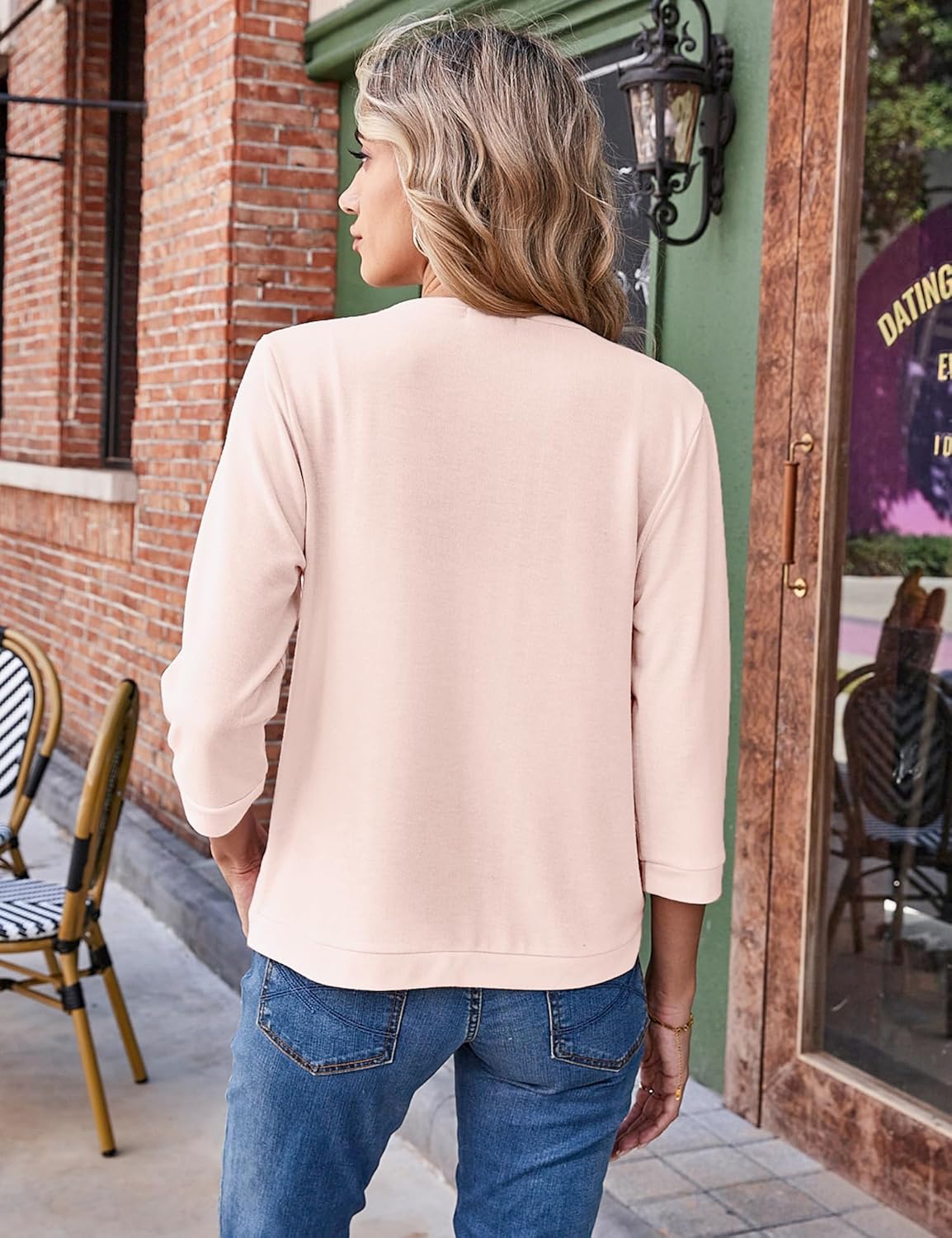 Yekaty Women's 3/4 Sleeve Lightweight Cardigans for Women Open Front Cropped Sweater Shrug Jacket Casual S-2XL - Image 6