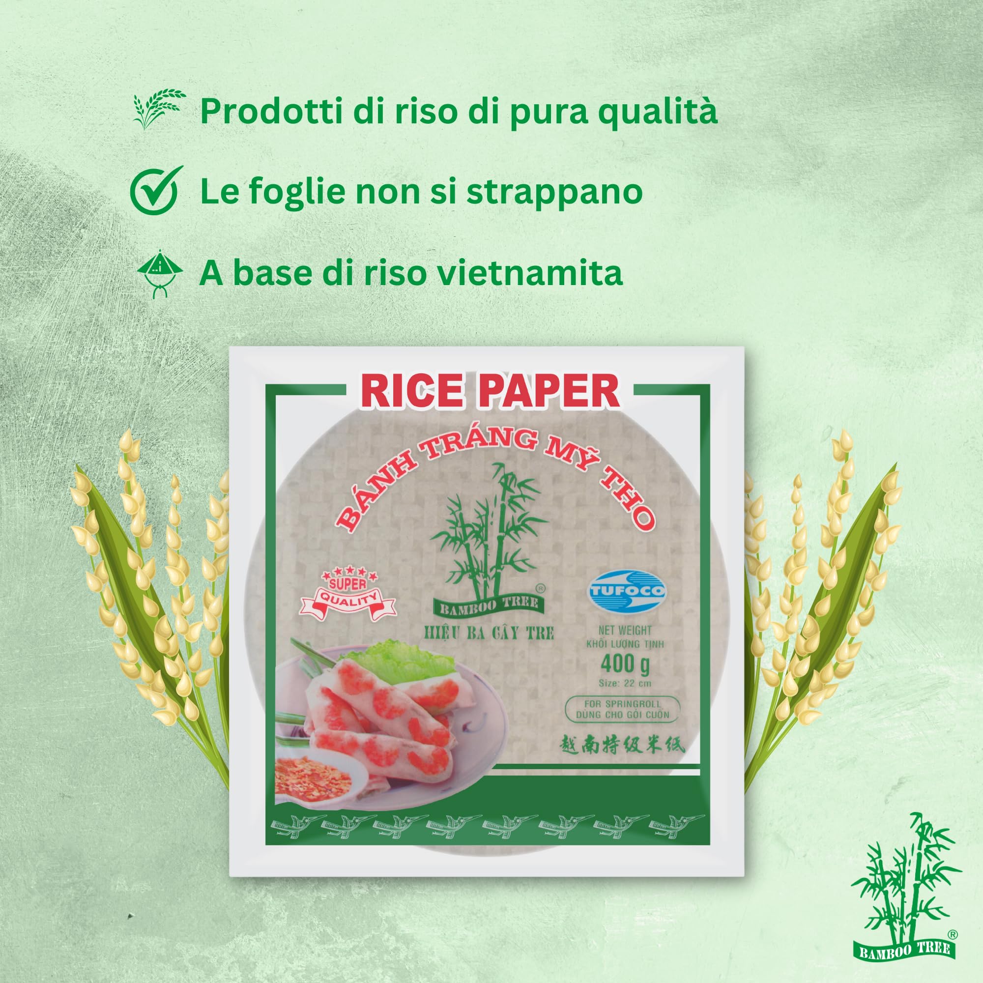 BAMBOO TREE Carta di riso 22Cm. Quadrato, 1 X 400 GR
