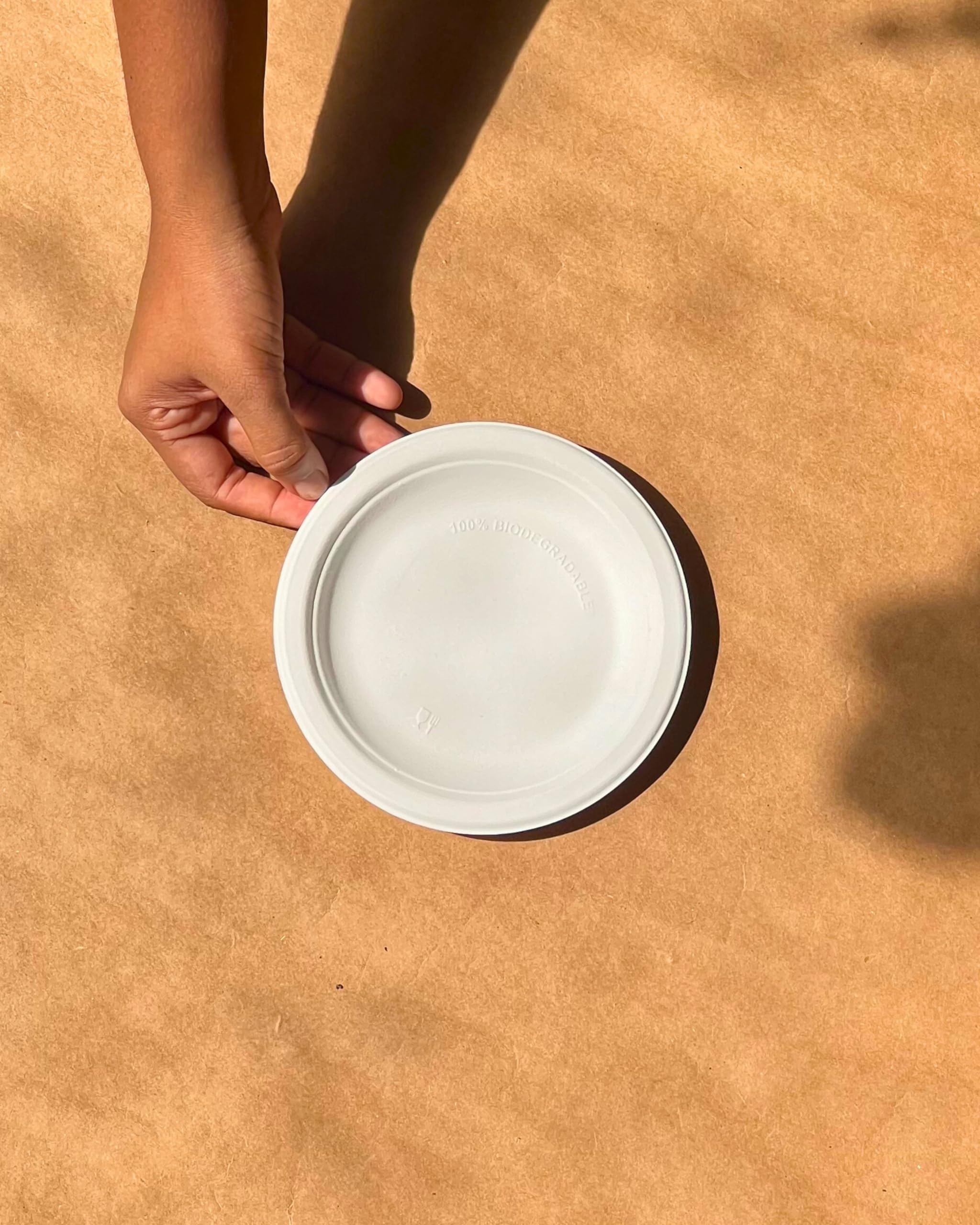 Disposable Plates (6Inch, 50 Pack) Bagasse, Compostable, Biodegradable/Party, Wedding, Snack, Dinner Plates (White)