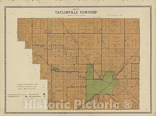 Historic 1924 Wall Map - Plat Book and Complete Survey of Christian County, Illinois - Map of Taylorville Township 30in x 24in