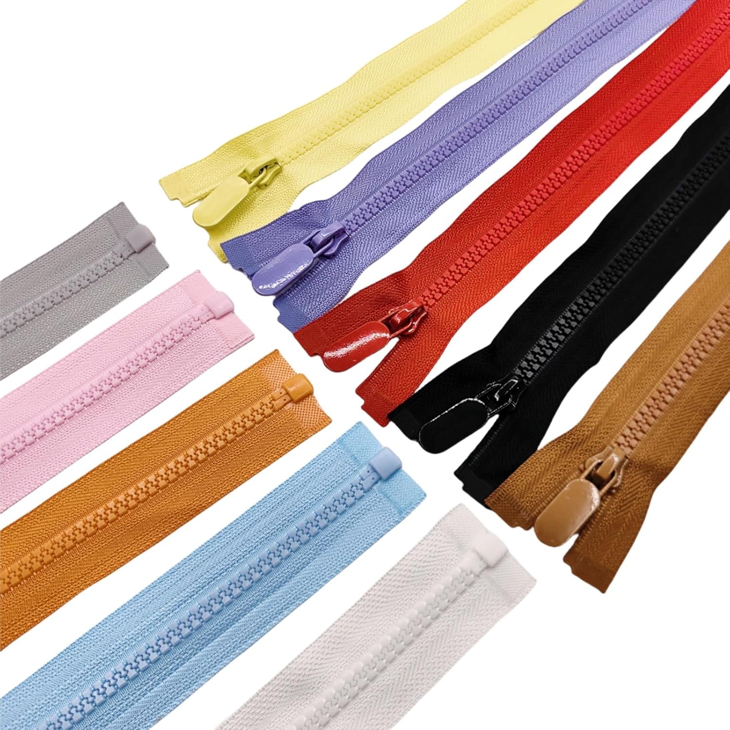 Wonesifee 10PCS #5 Plastic Separating Zippers Colorful Resin Open end Zippers for Jackets Clothes DIY Handbags Sewing Clothing Parka Down Coats Craft Purses Bags Mixed 10Colors (10colors, 16inches)