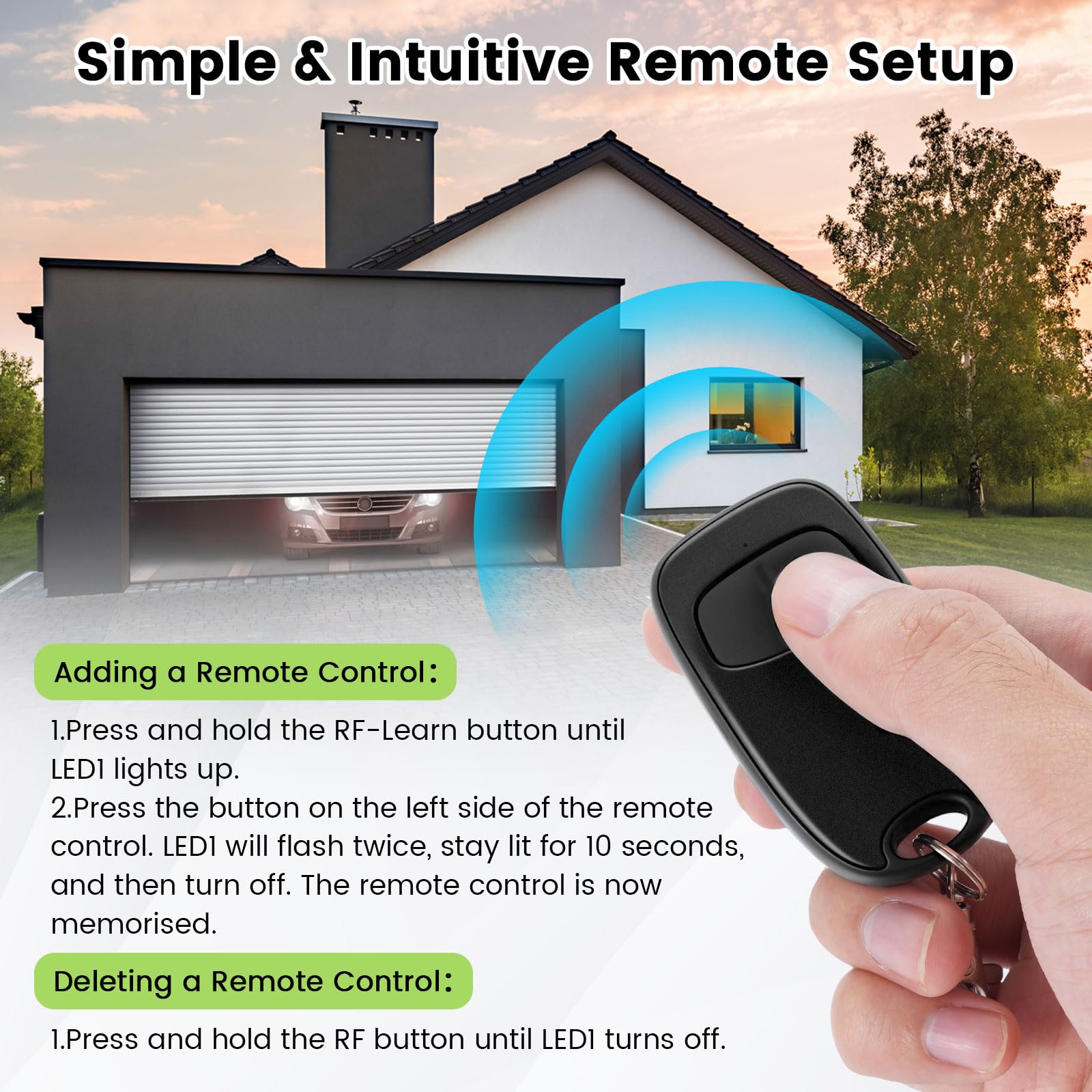 Remplacement pour SCS Sentinel AAM0128 - Télécommande Allarmi 433,92 MHz 2 Canaux à Code Secret Tournant Simply Control, Portée 80 m, SOS & Mode Partiel, Compatible KitAlarm, Noire (2 pièces)