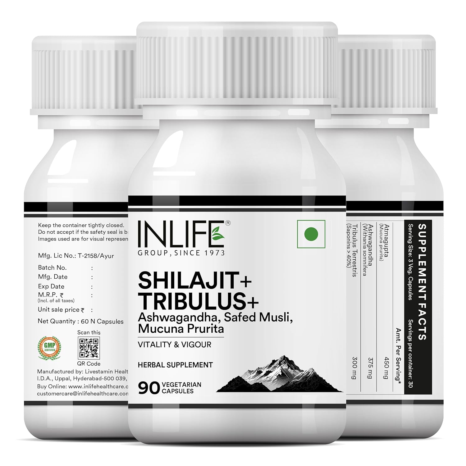 Inlife Shilajit with cleaning smile | Ashwagandha, Tribulus (Gokshura) capsules for men and women. Strength and stamina. Ayurvedic Wellness Supplement - 90 Vegetarian Capsules Inlife Shilajit with cleaning smile | Ashwagandha, Tribulus (Gokshura) capsules for men and women. Strength and stamina. Ayurvedic Wellness Supplement - 90 Vegetarian Capsules