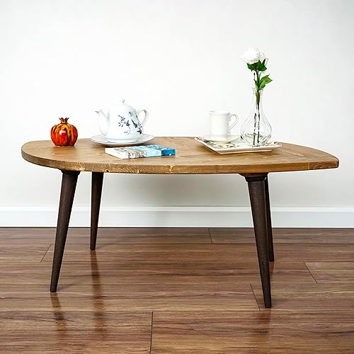 Miniatura 9 de Mesa central moderna | Mesa de centro de abeto | Muebles de madera (L oscuro) Aceite oscuro,Aceite Naturel