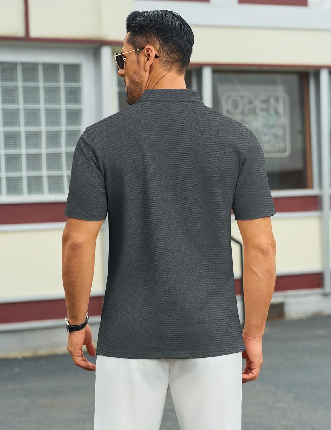 Cotrasen Mens Polo Shirts Short Sleeve Cotton Pique Golf Shirt Button Classic Fit Stretch Performance Casual T-Shirts - Image 3