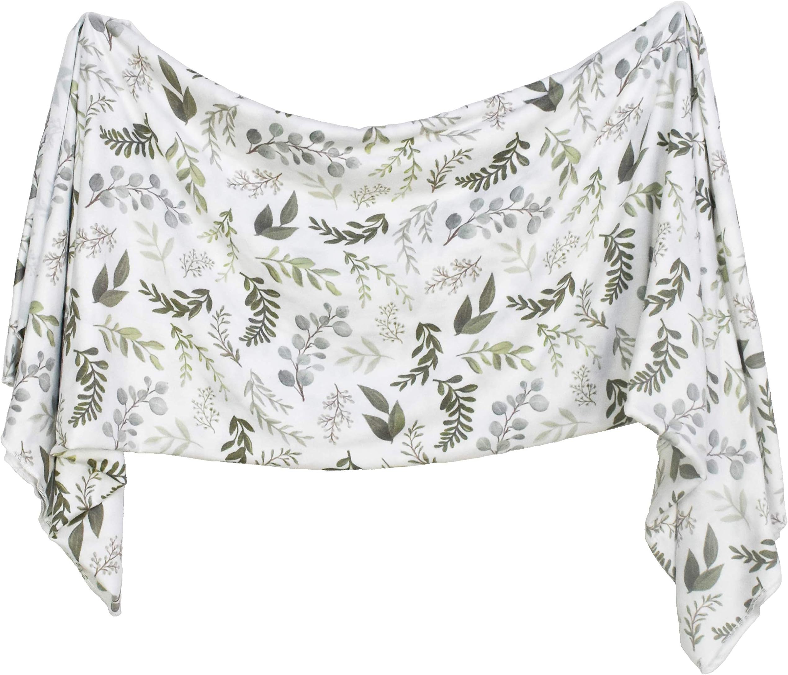 Village Baby - Graceful Greenery Swaddle Blanket - Baby Boy/Girl - Soft Newborn Receiving Blanket - Green Stretchy Wrap for Swaddling Infants Leaf Nursery Blanket - 46” x 46”