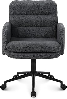 Youhauchair Silla Escritorio, Silla Oficina de Cachemira, Cómoda Silla Tocador con Altura Ajustable, Sillas Ordenador para Hogar y Dormitorio, Gris Oscuro